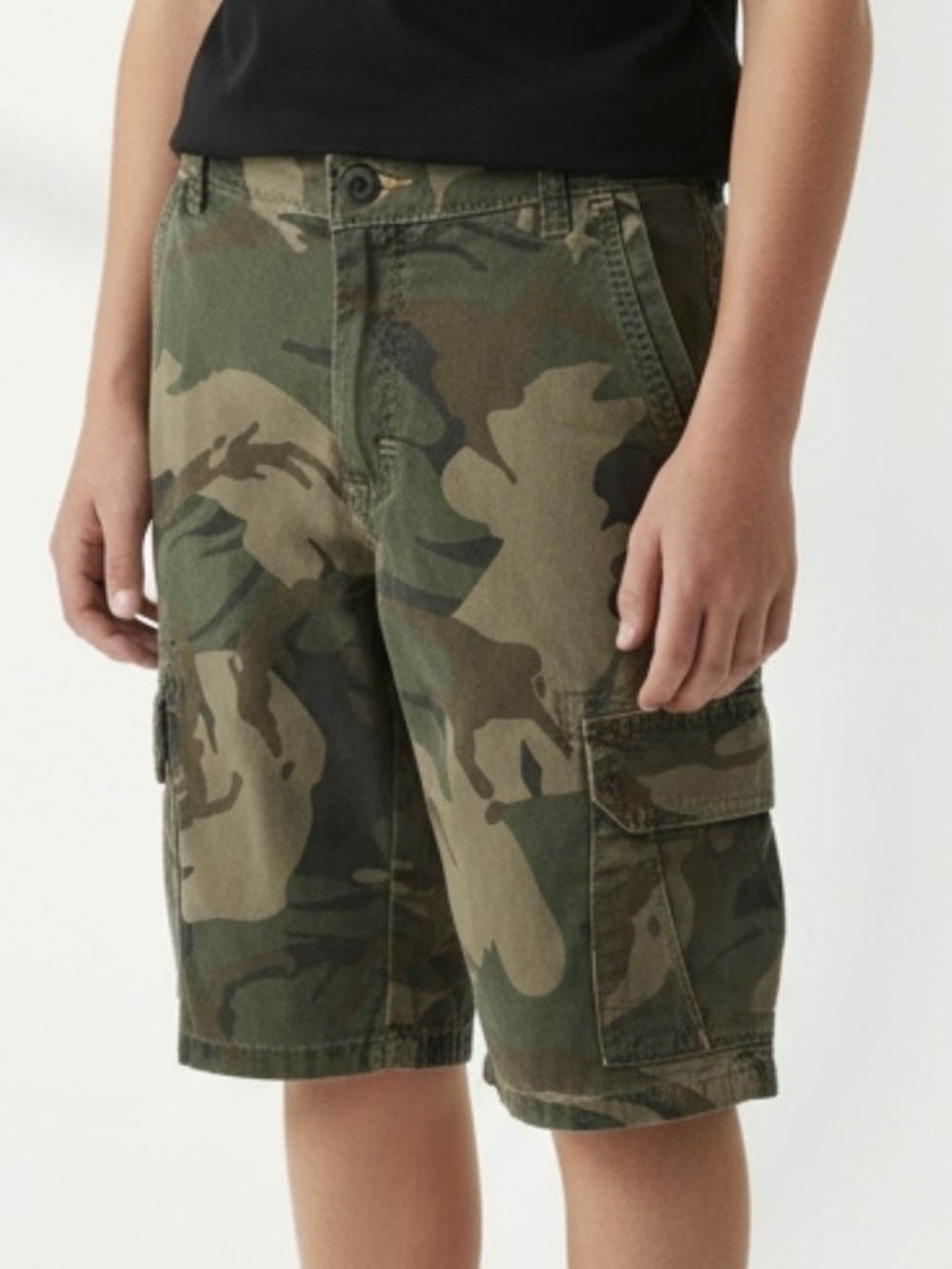 Wrangler Boys Camo Cargo Shorts - Olive Green/Brown